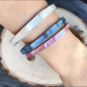 Vintage Set of 3 Mother Of Pearl Bangles